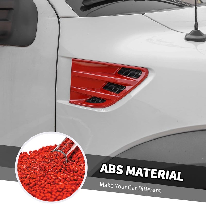 Jimen مناسب لفورد F-150 SVT رابتور 2009-2014، 2 قطعة غطاء تهوية جانبي للسيارة (أحمر) - Image 4